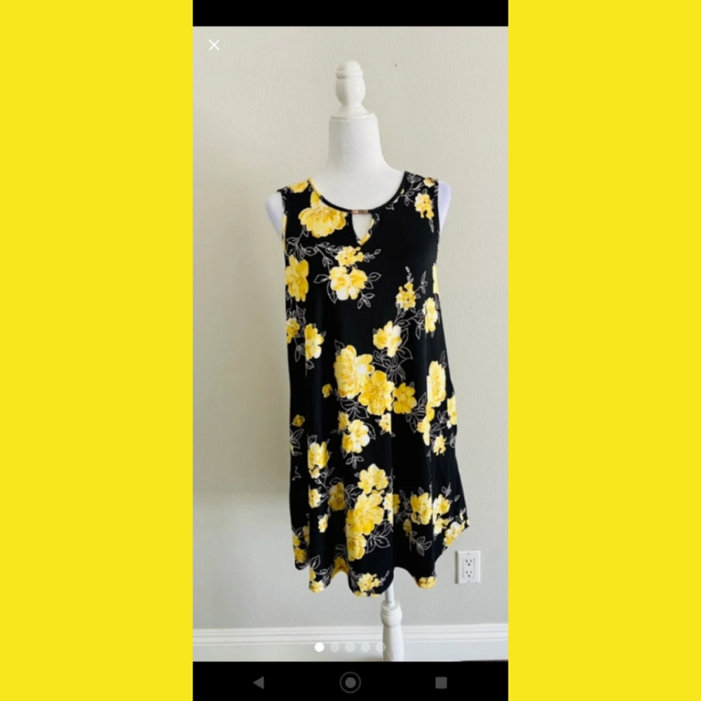 🎃Beautiful black and yellow floral plus xxl dress